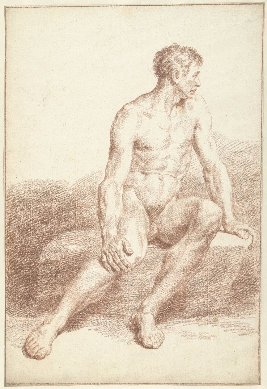 Mand nøgen, siddende, højrevendt af Louis Fabritius Dubourg