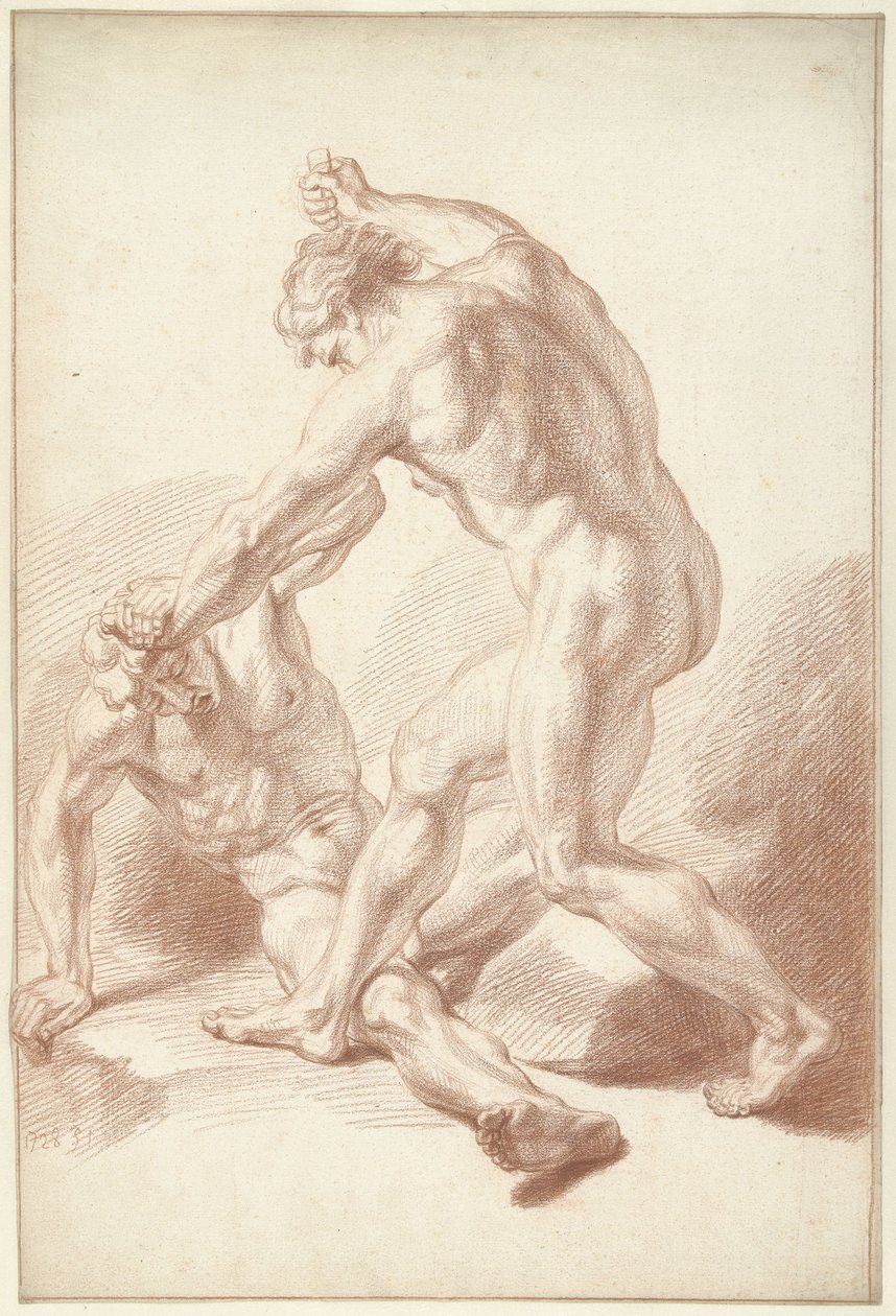 To nøgne mænd kæmper af Louis Fabritius Dubourg