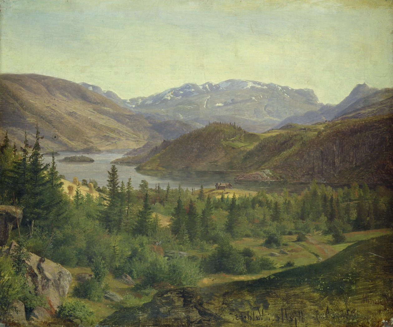 Hjelle in Valders Tile Fjord, 1835 af Louis Gurlitt