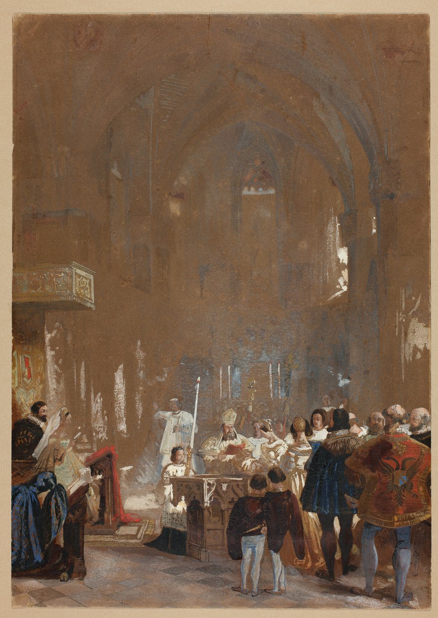 Ceremoni i en katedral af Louis Haghe