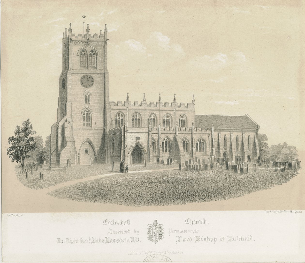 Eccleshall Church: litografi, nd [c 1840] (tryk) af Louis Haghe