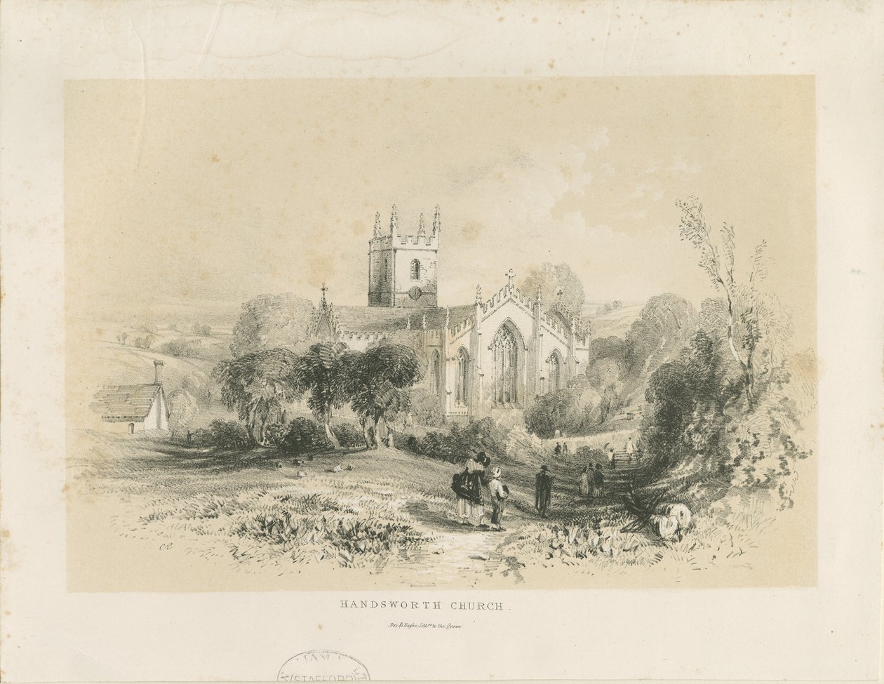 Handsworth Church: litografi, nd [1806-1885] af Louis Haghe