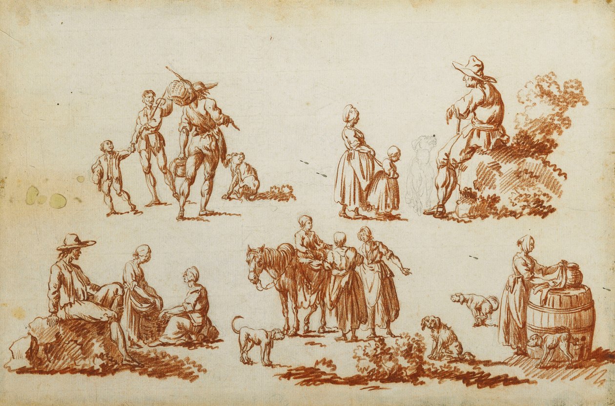 Studier af figurer og dyr, af Francois Louis Joseph Watteau