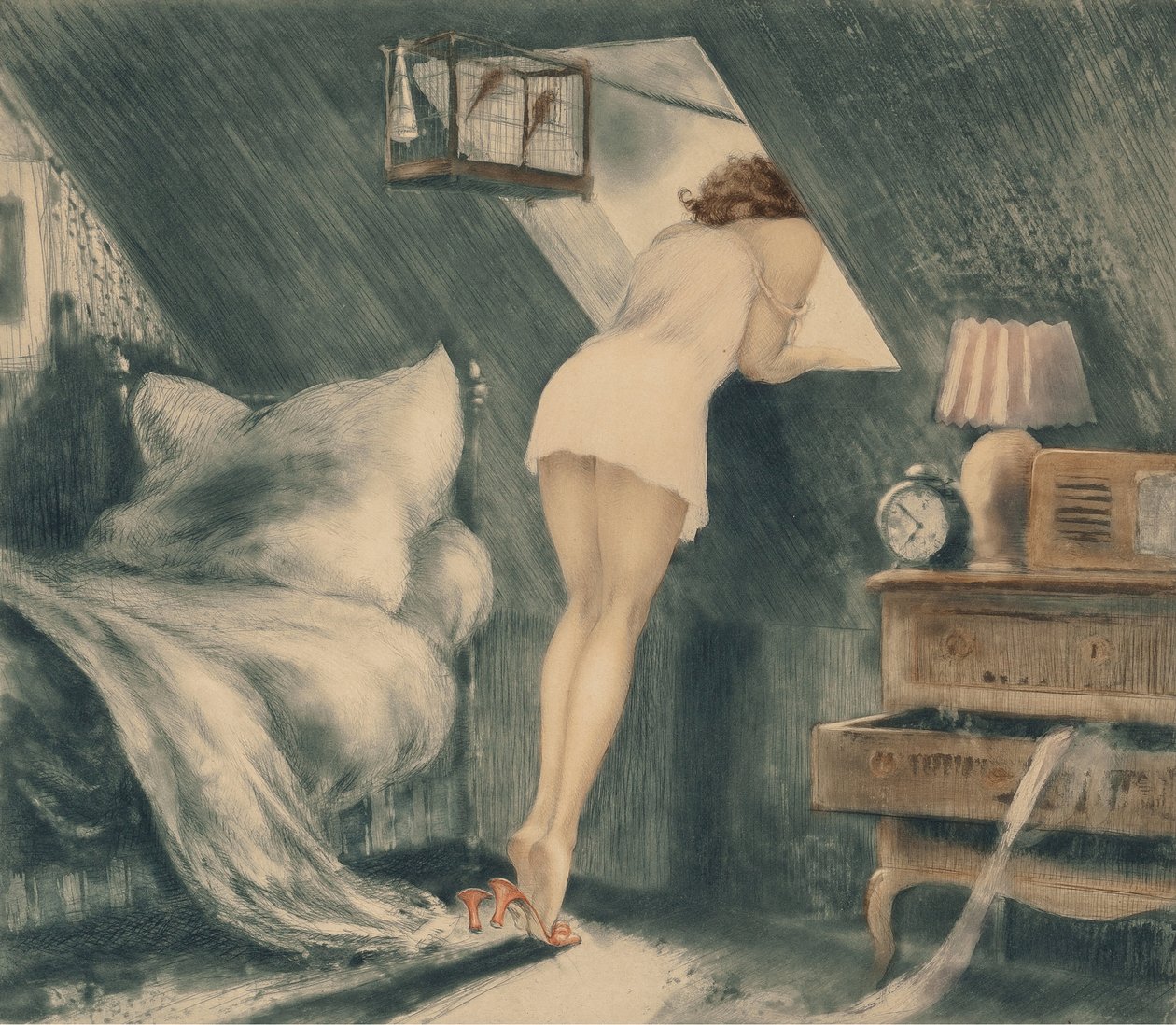 Loftsværelse, 1940. af Louis Justin Laurent Icart