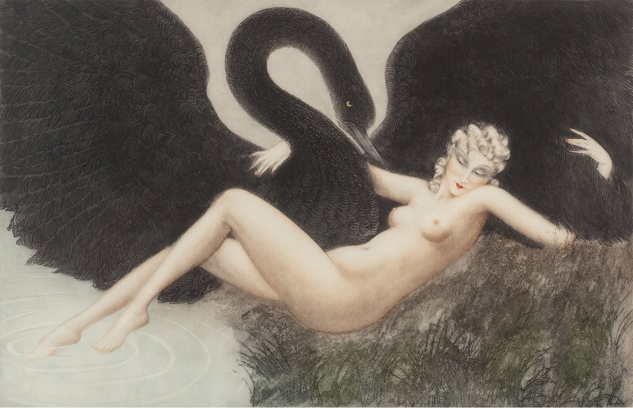 Leda og svanen, 1934. af Louis Justin Laurent Icart