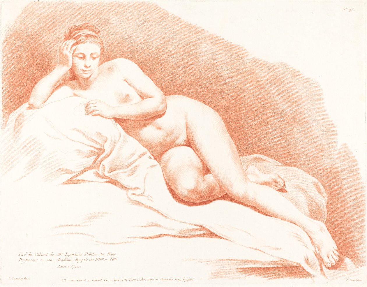 Liggende nøgen kvinde, 1771. af Louis Marin Bonnet
