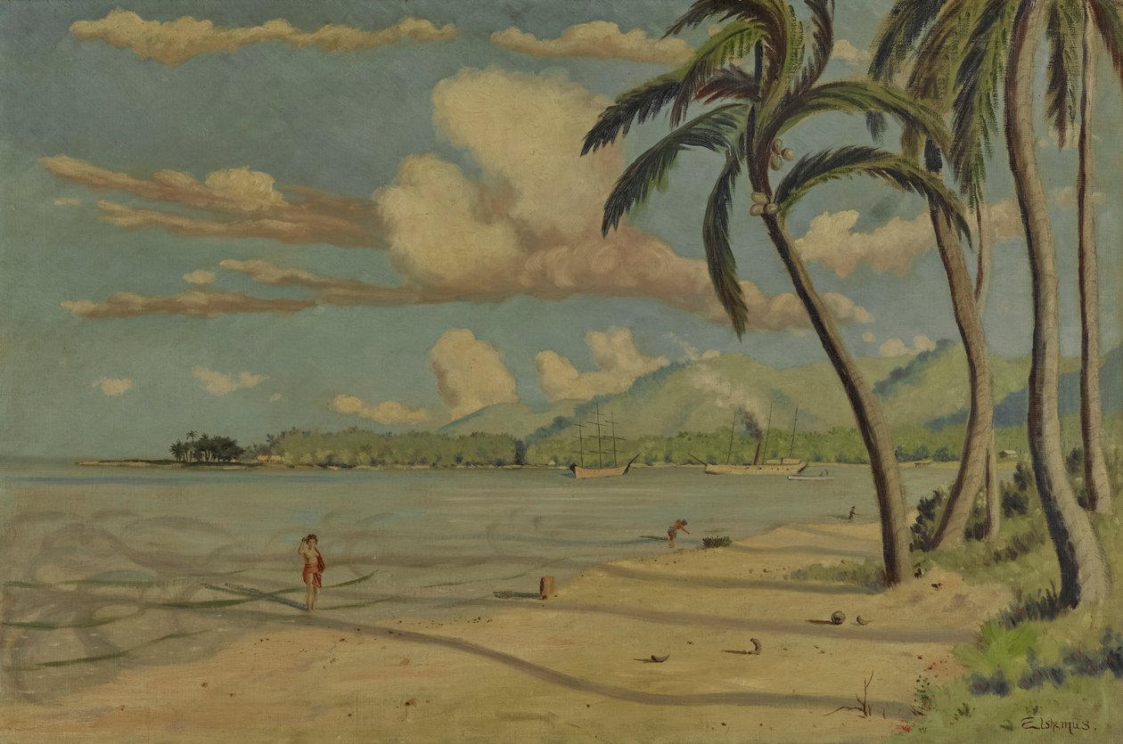 Stranden ved Apia, Samoa af Louis Michel Eilshemius