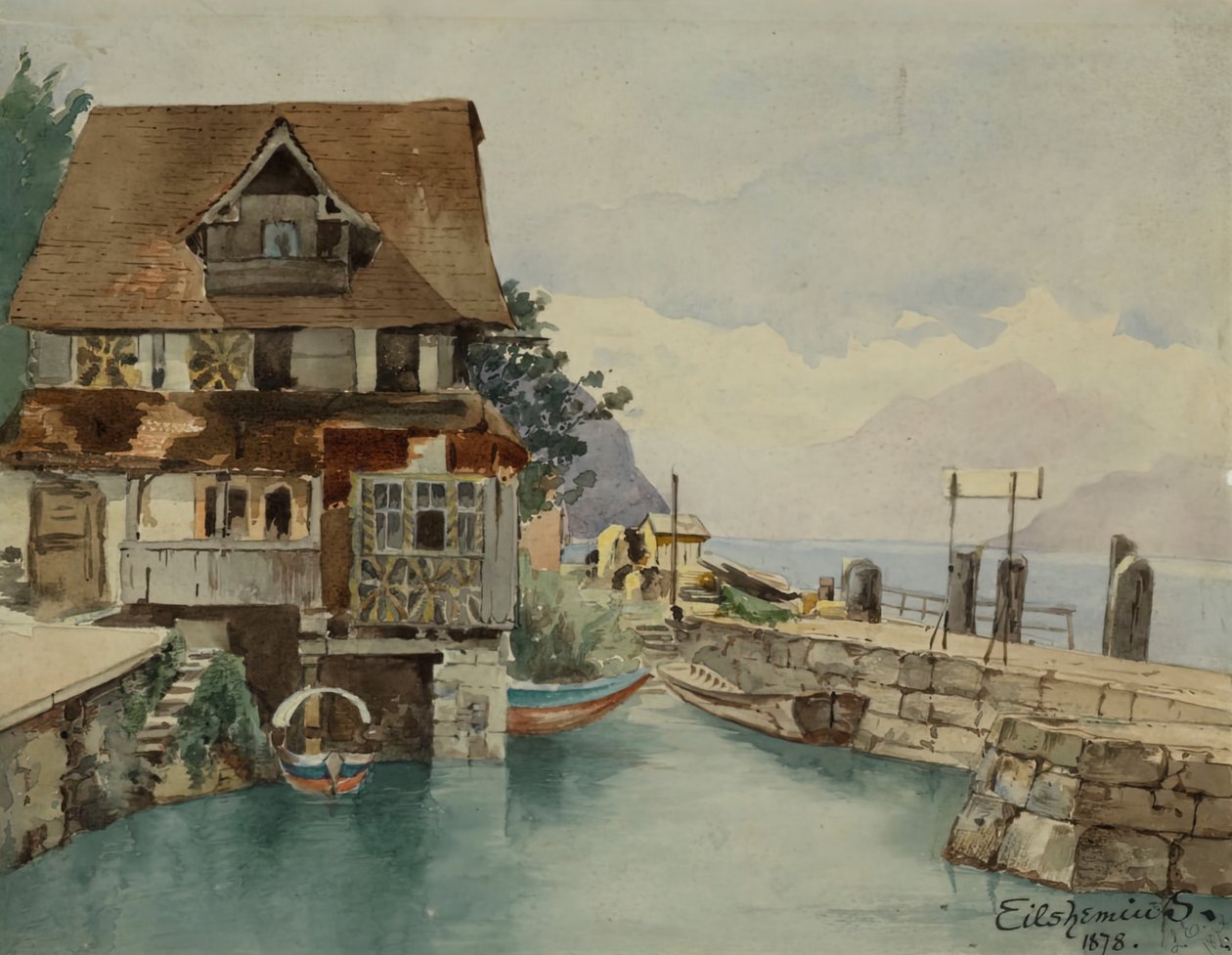 Hus ved kanalen, 1878. af Louis Michel Eilshemius