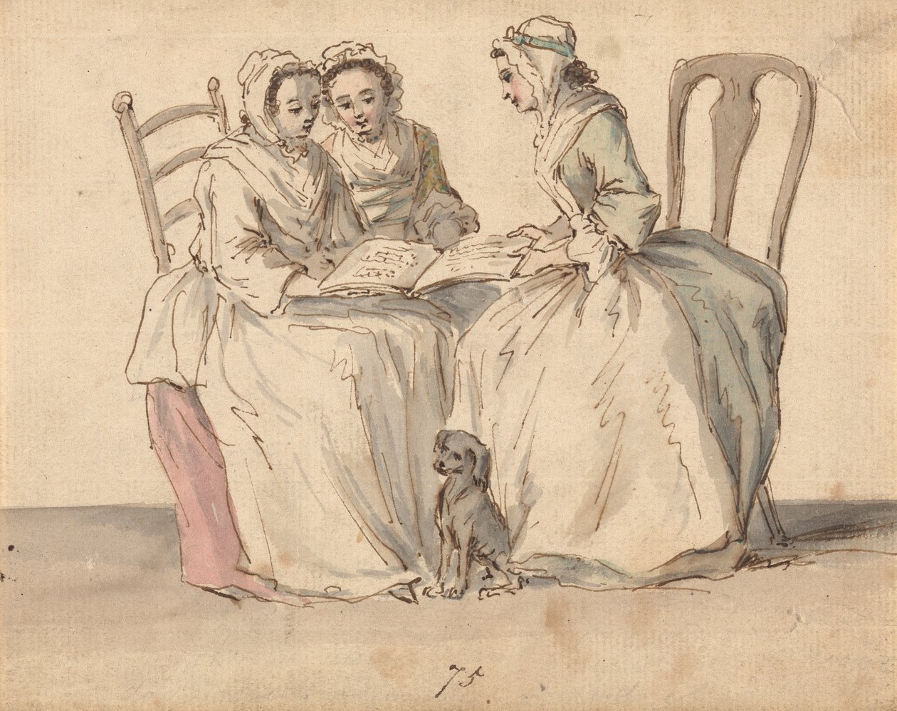 Tre siddende damer af Louis Philippe Boitard