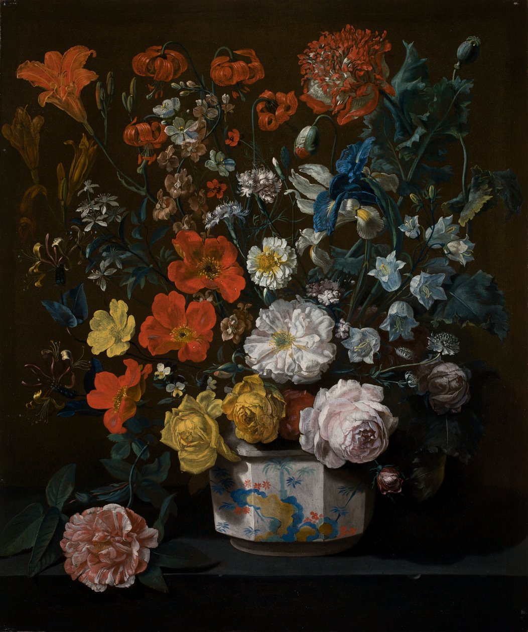 Blomster i en Chantilly vase af Louis Tessier