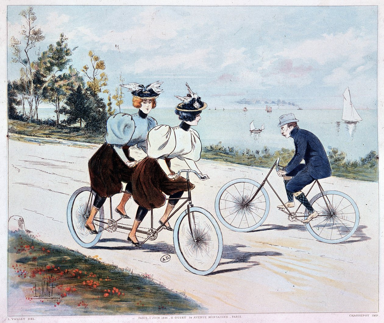 Tandem - tegning af L. Vallet af Louis Vallet