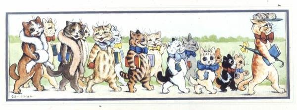 En klasseudflugt (gouache) af Louis Wain