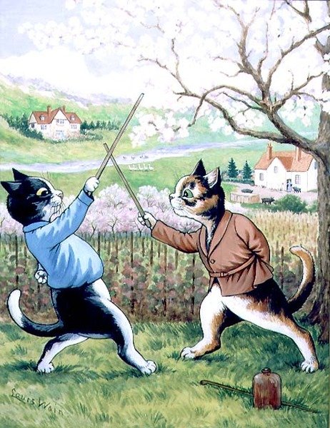 Katte Fægtning af Louis Wain