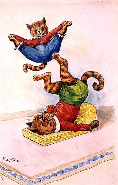 Akrobaterne, ca. 1905 af Louis Wain