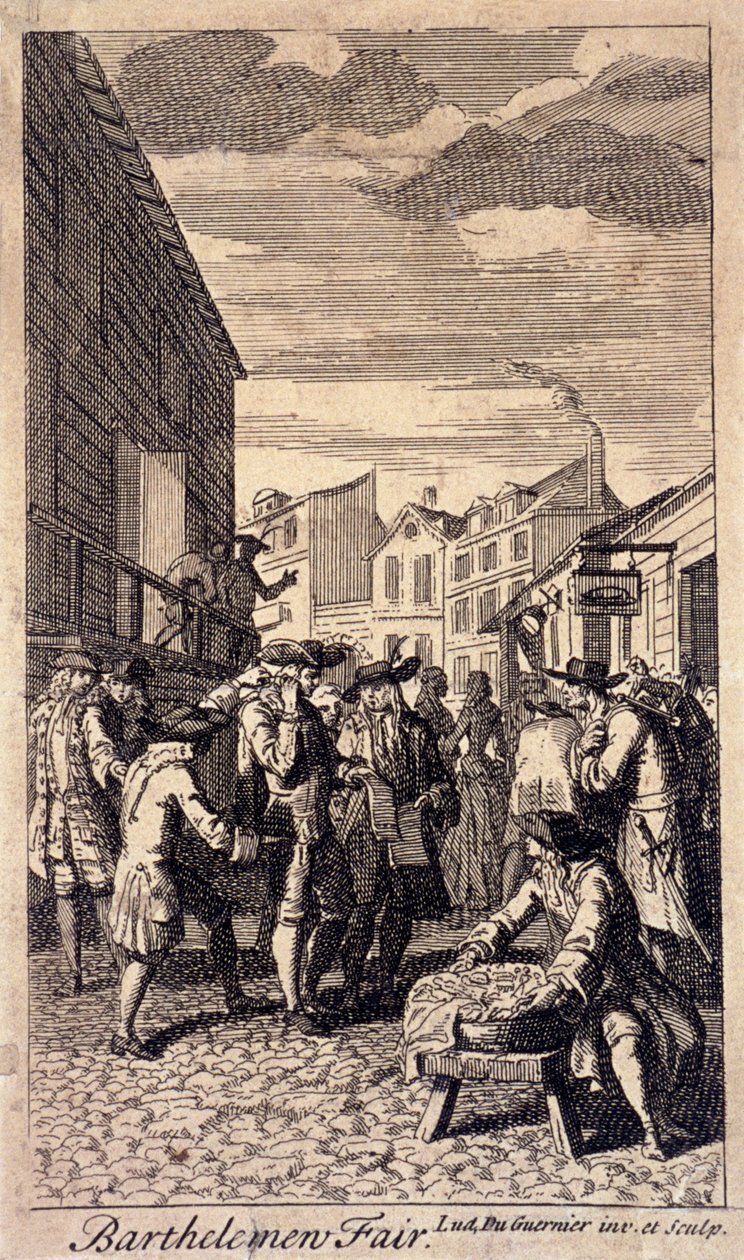 Bartholomew Fair, London, c1715 af Louis du Guernier