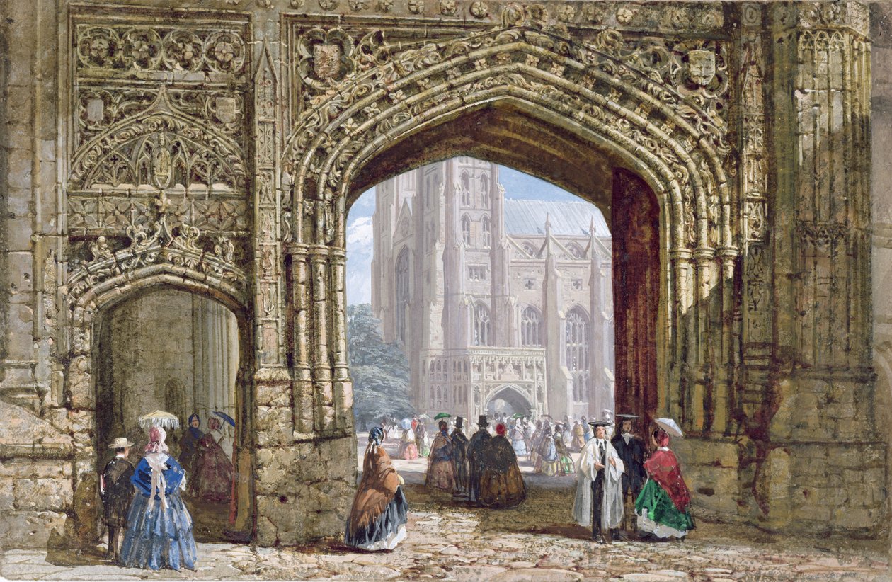 Canterbury Cathedral (wc med kropsfarve på papir) af Louise Ingram Rayner