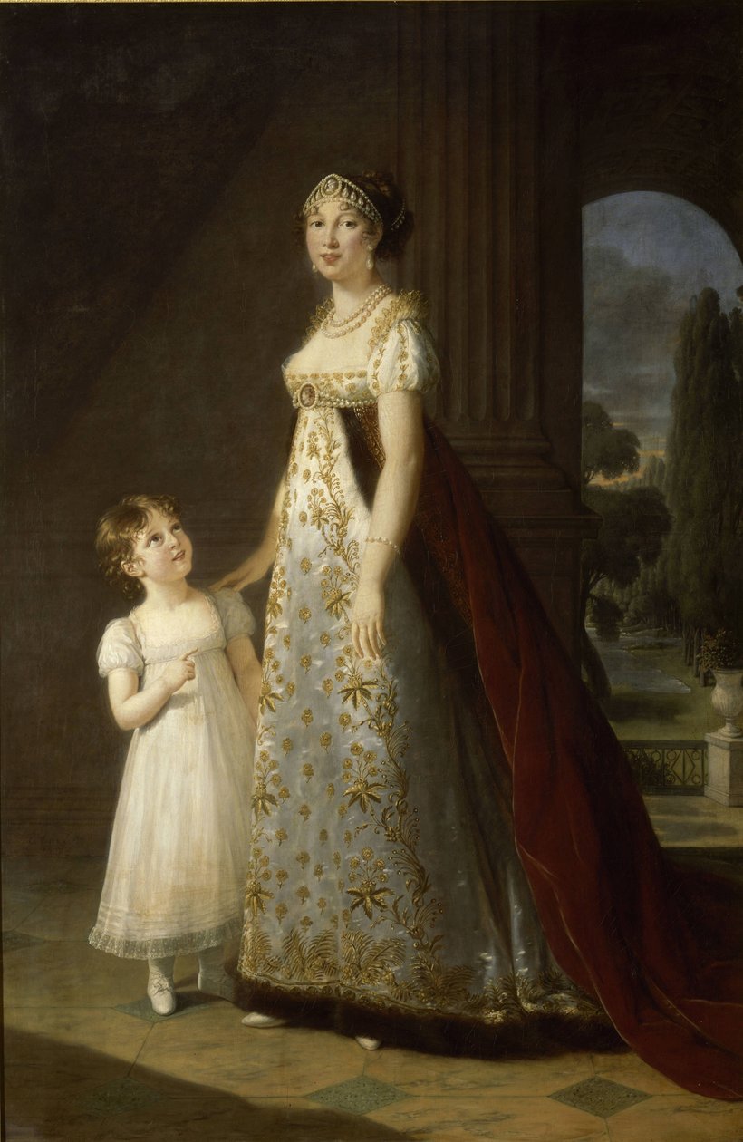 Marie-Annuciade-Caroline Bonaparte, dronning af Napoli, med datteren Laetitia-Joséphine Murat af Louise Élisabeth Vigée  Le Brun