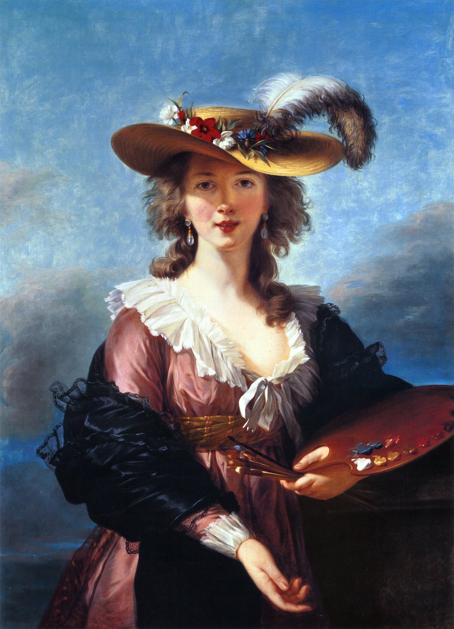 Selvportræt i en halmhat af Elisabeth Louise Vigee Lebrun