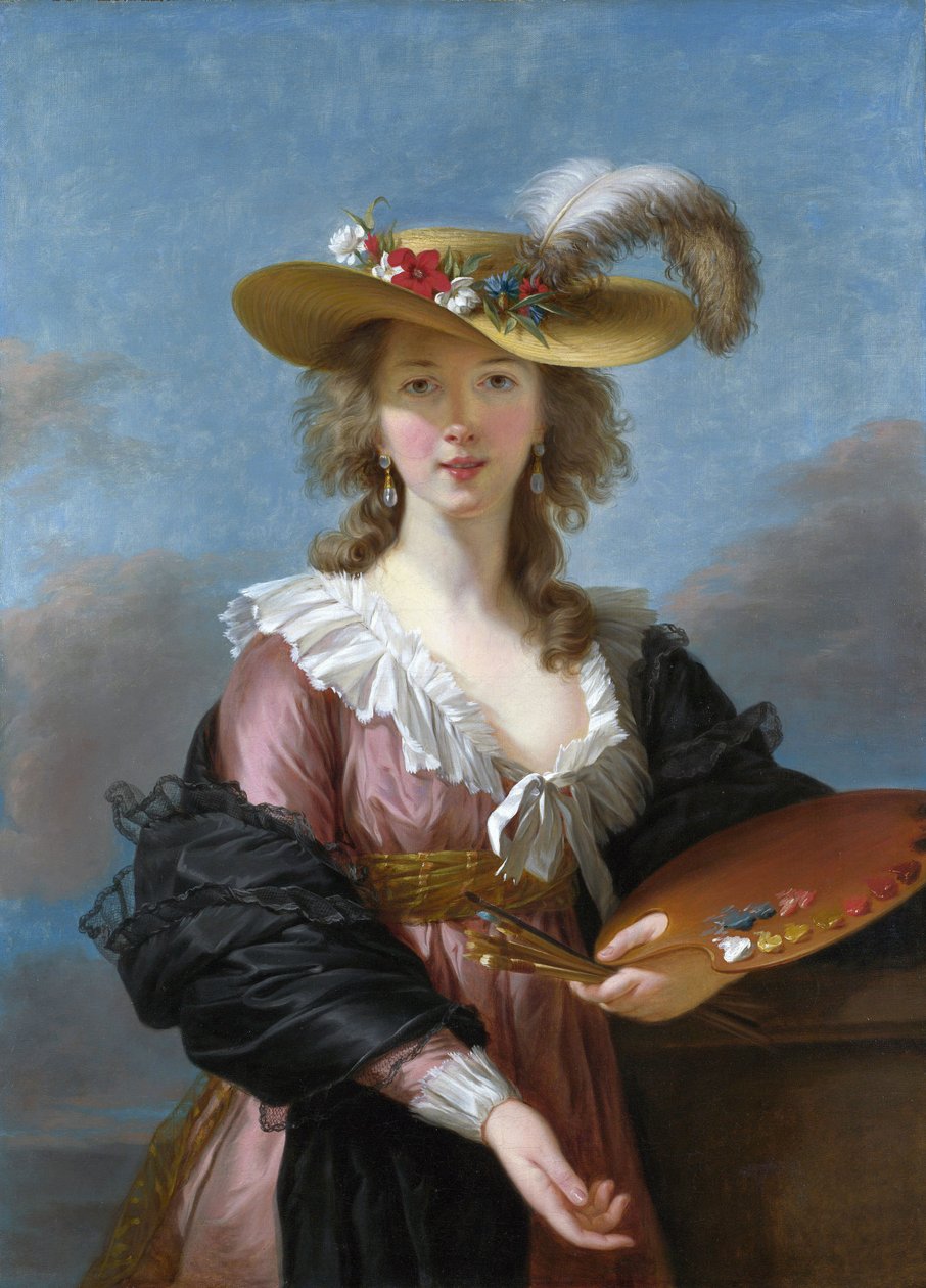 Selvportræt i en halmhat af Elisabeth Louise Vigee Lebrun