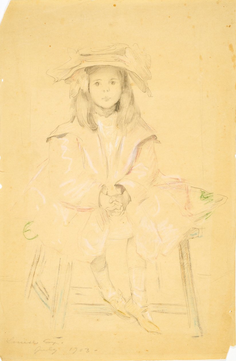 Uden titel (siddende ung pige) af Louise Cox