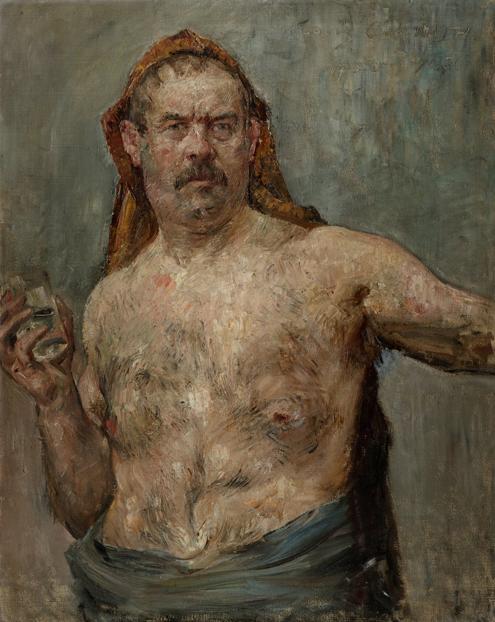 Selvportræt med et glas, 1907 af Lovis Corinth
