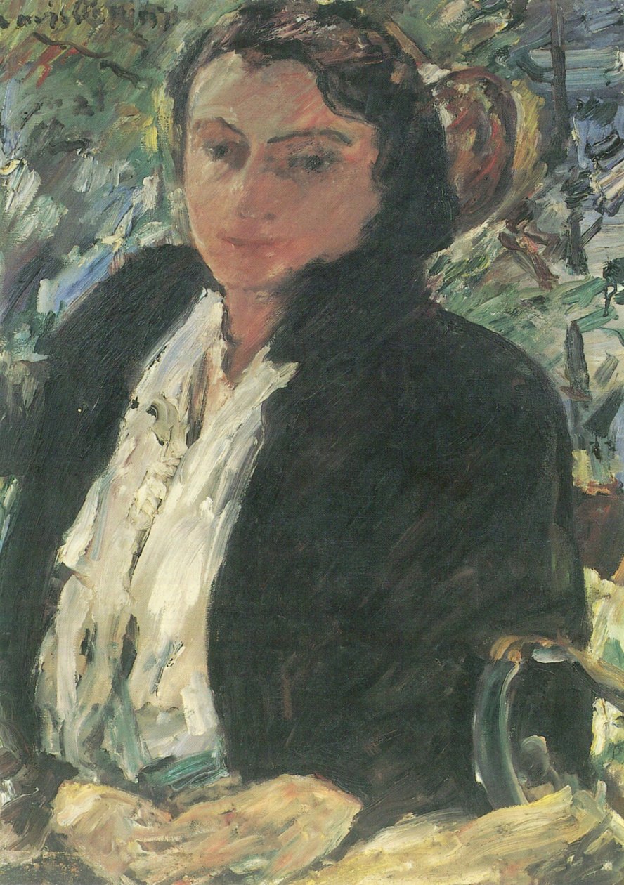 Portræt Charlotte Corinth i gruner Samt Jacke af Lovis Corinth
