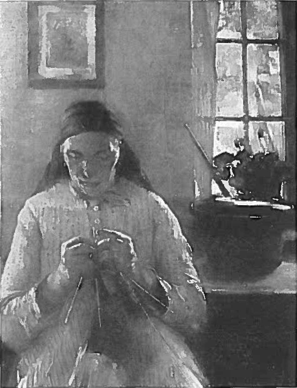 Strikkende kvinde i Dachaun af Lovis Corinth