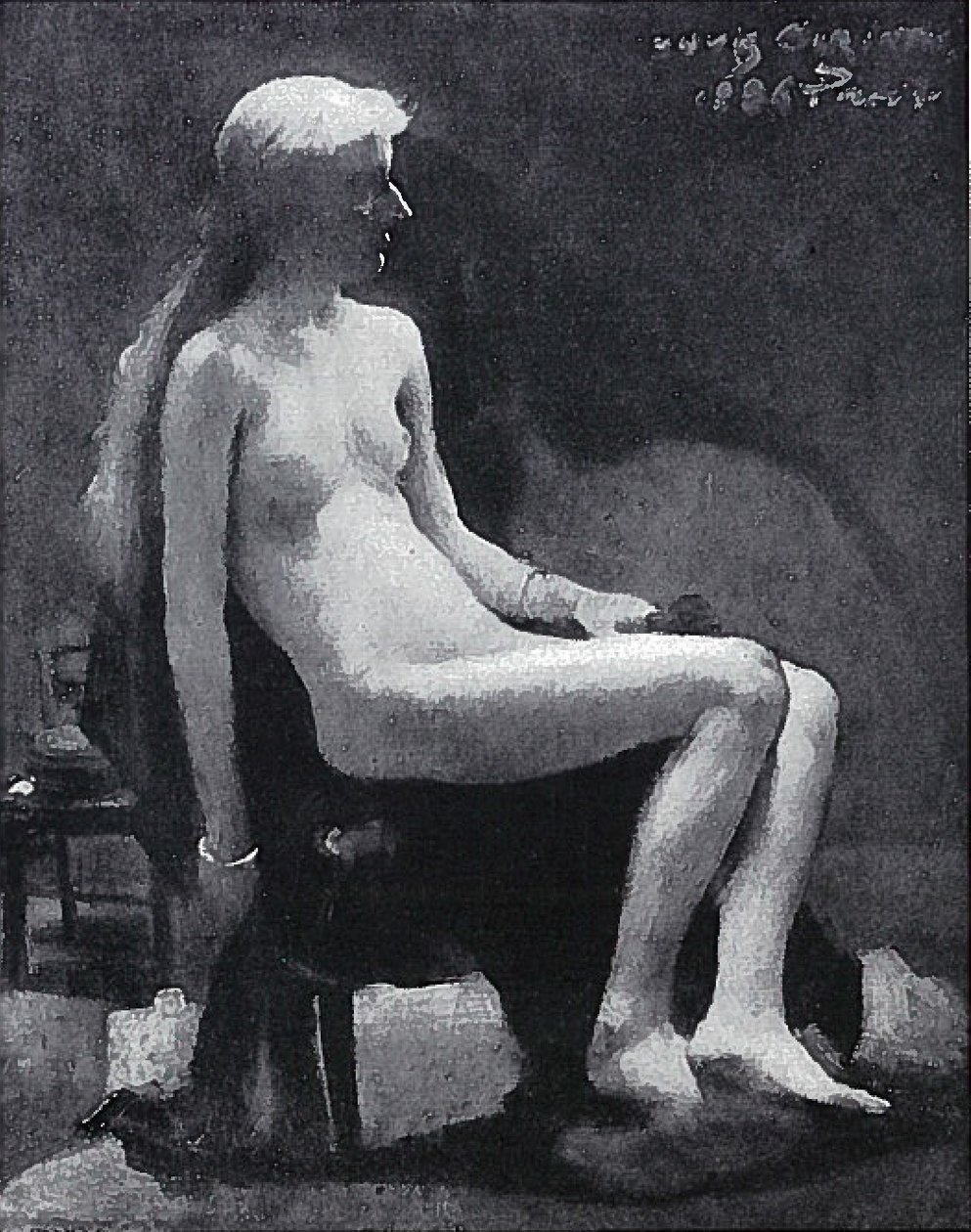 Kvinde sidder nøgen af Lovis Corinth