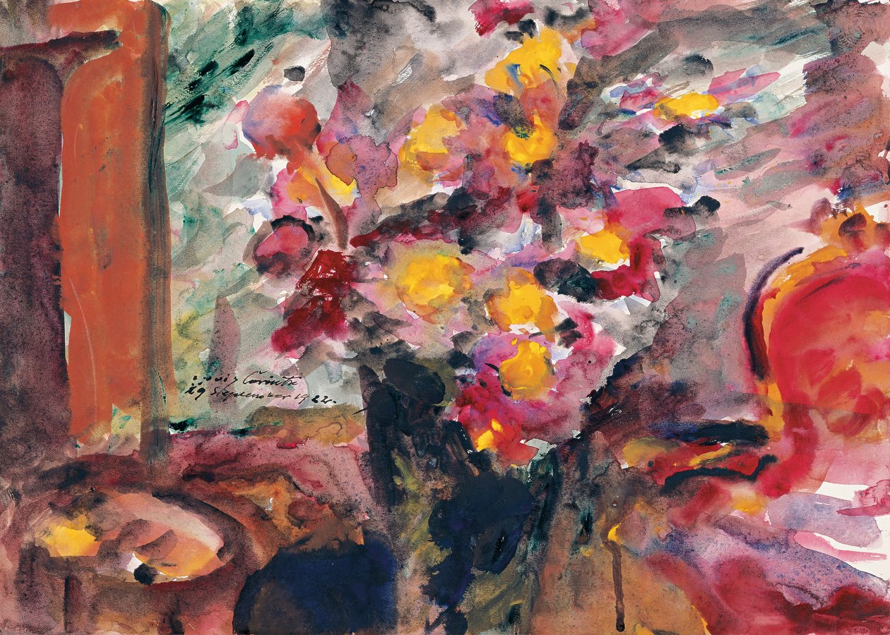 Blomstervase på et bord, 1922 af Lovis Corinth
