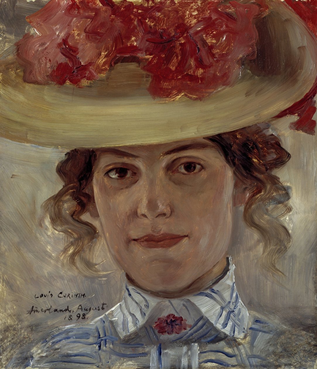 Fru Halbe med stråhat af Lovis Corinth
