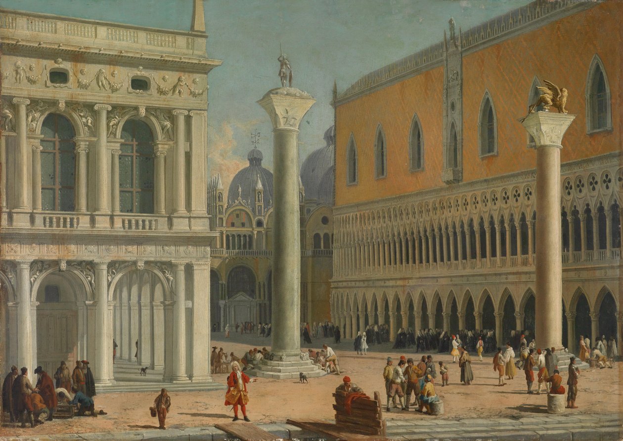 Piazzetta i Venedig med Dogepaladset af Luca Carlevarijs