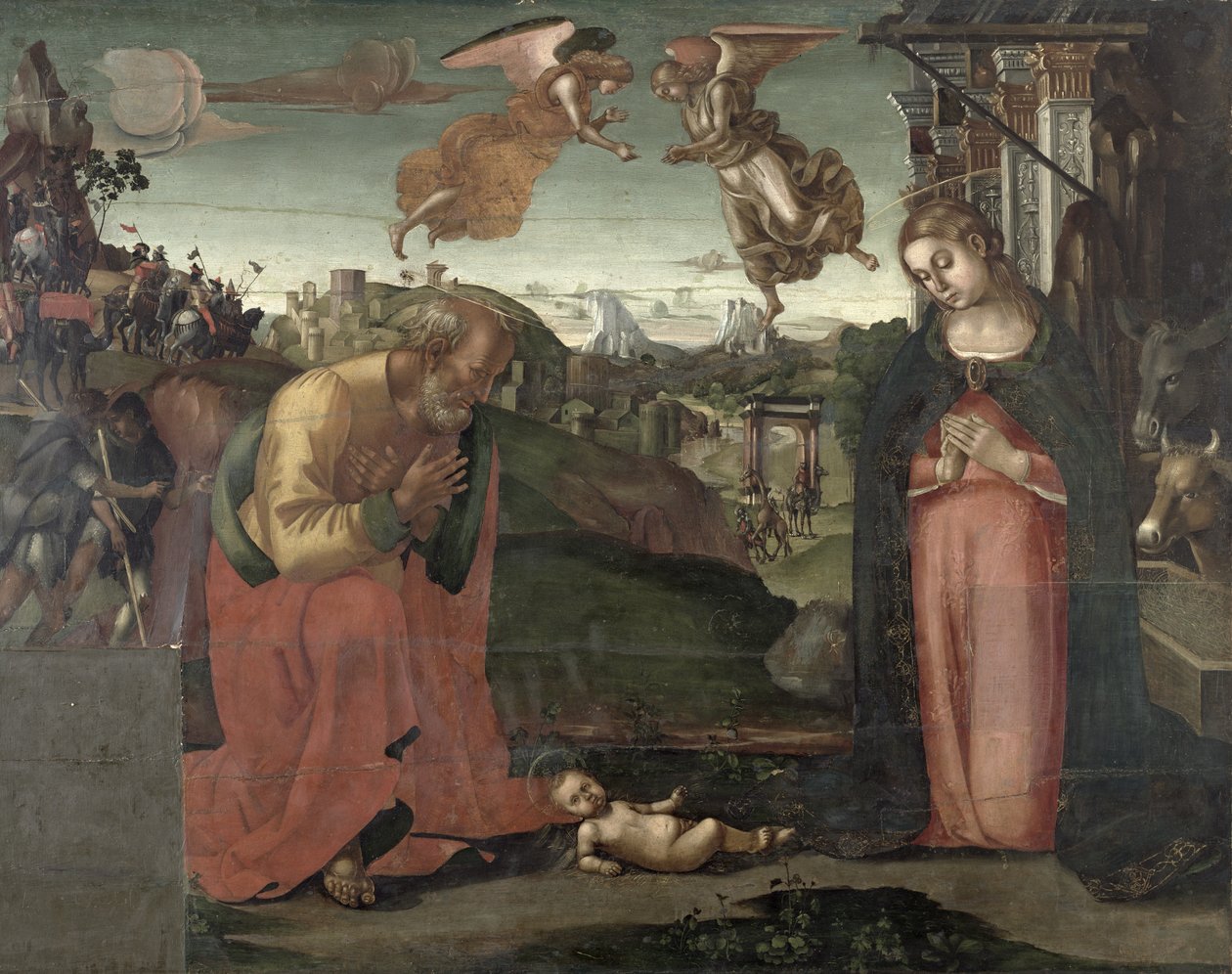 Nativity, 1667 (tempera på panel) af Luca Signorelli