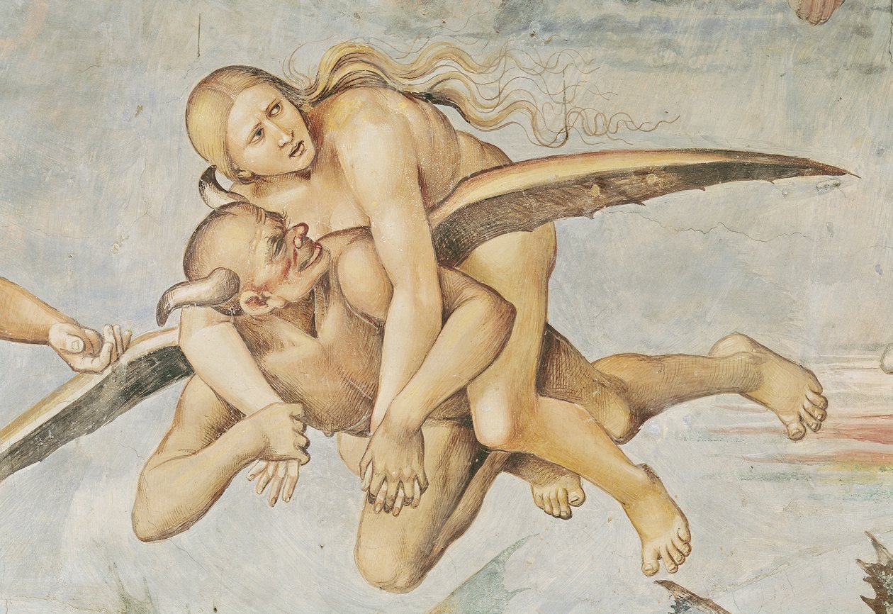En af de forbandede ridning på en djævel, fra den sidste dom (detaljer) af Luca Signorelli