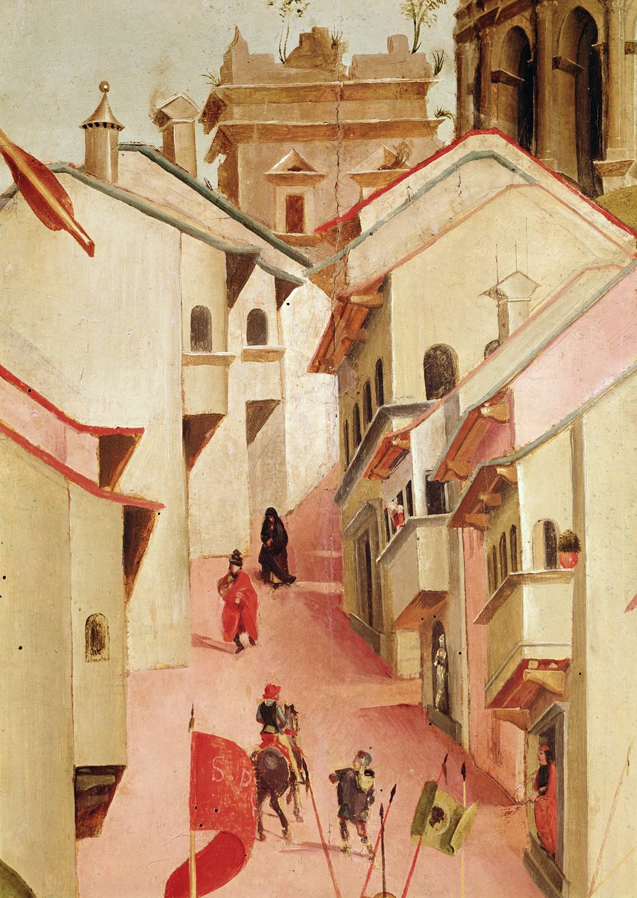 The Martyrium of St. Sebastian, detalje af byen (detalje af 165896) af Luca Signorelli