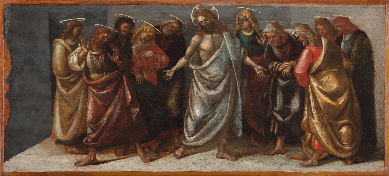 Den opstandne Kristus viser sig for sine disciple, ca. 1514 (tempera og olie på træpanel) af Luca Signorelli
