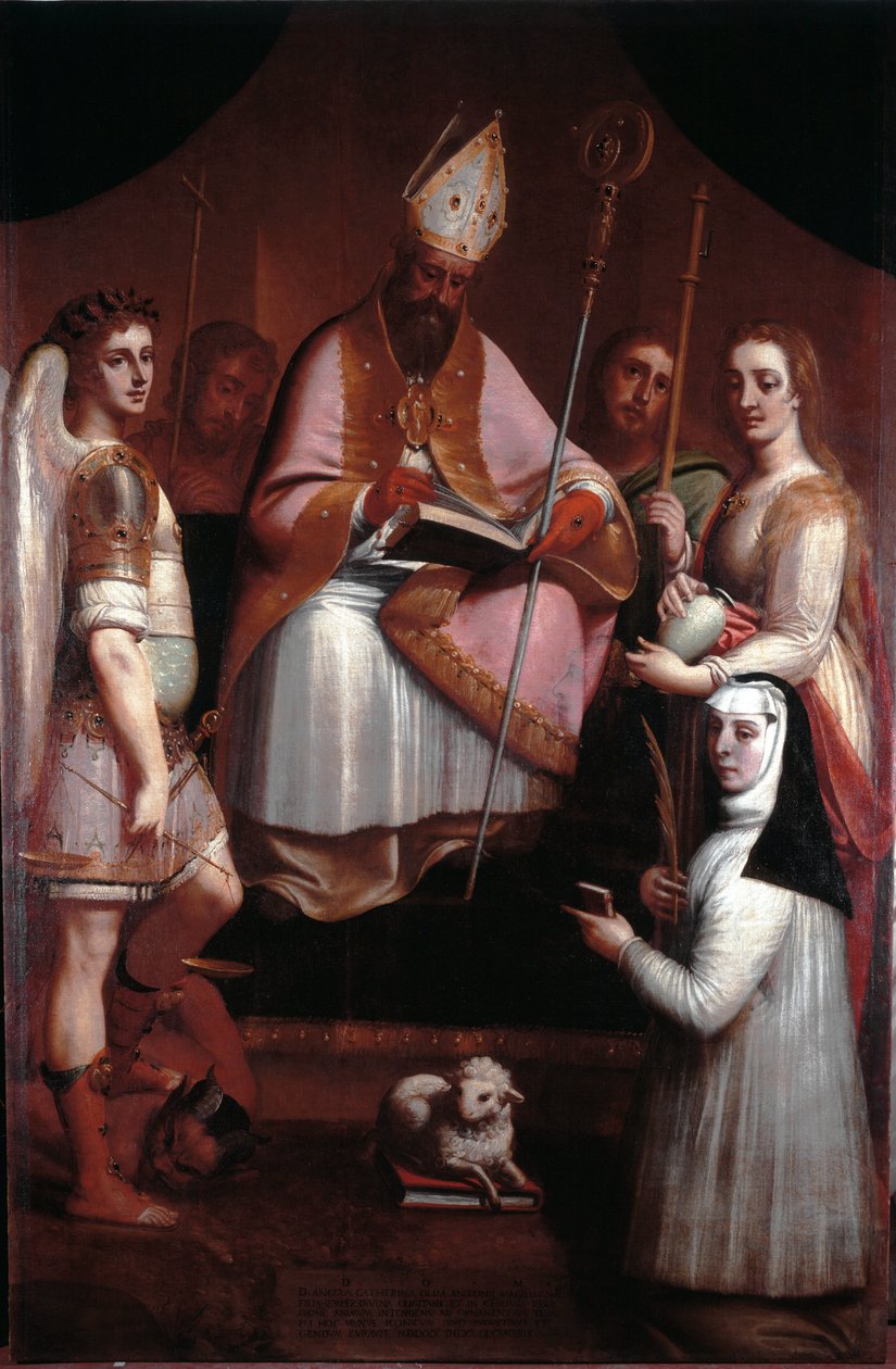 Sankt Augustin af Hippo med helgener (maleri af Luca Cambiaso