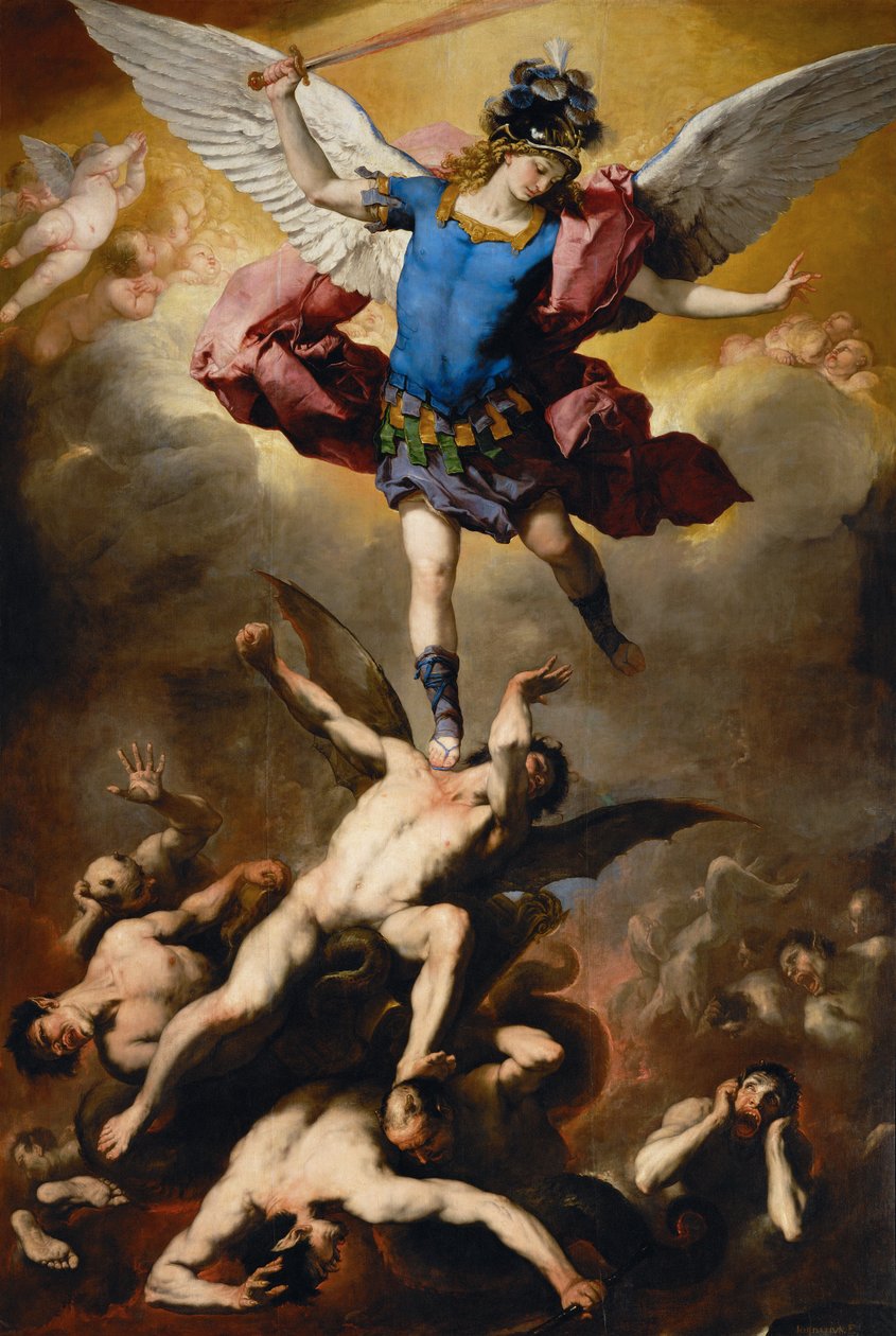 Oprørsenglenes fald af Luca Giordano