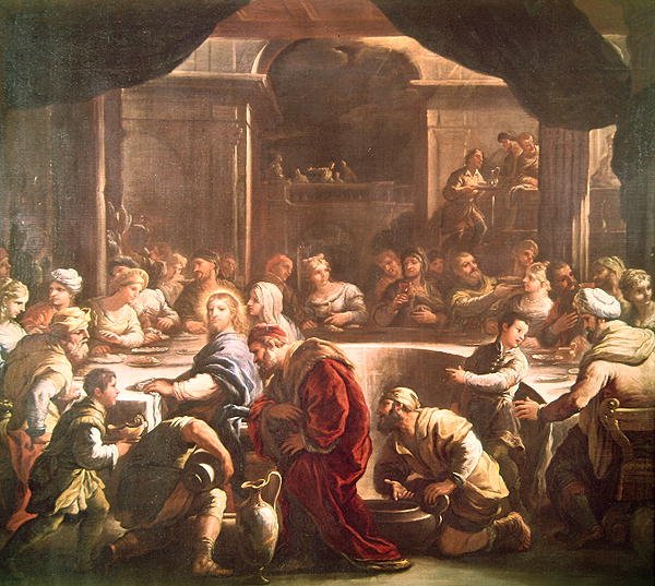 Bryllupsfesten i Cana (olie) af Luca Giordano