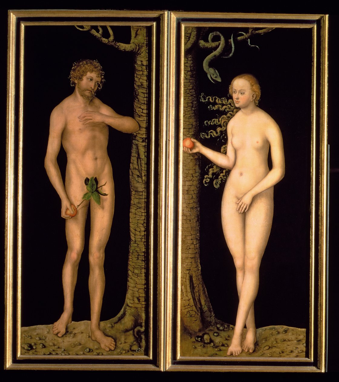 Adam og Eva, 1537 (panel) af Lucas Cranach the Elder