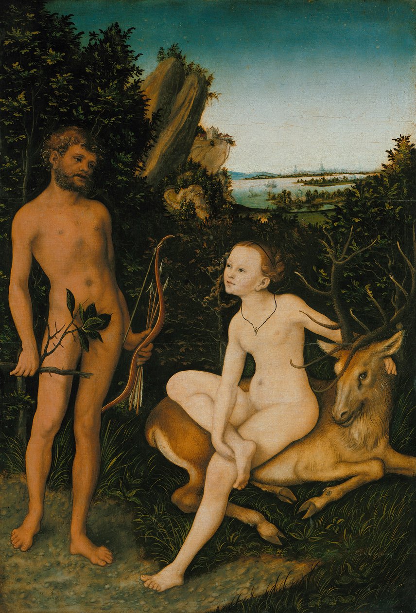 Apollo og Diana i et skovklædt landskab af Lucas Cranach the Elder