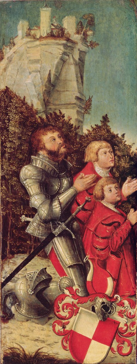 Portræt af en ridder med sine to sønner, ca. 1518-25 (olie på træ) af Lucas Cranach the Elder