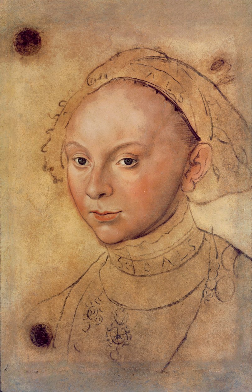 Sybille of Cleves (farveblyant og toilet) af Lucas Cranach the Elder