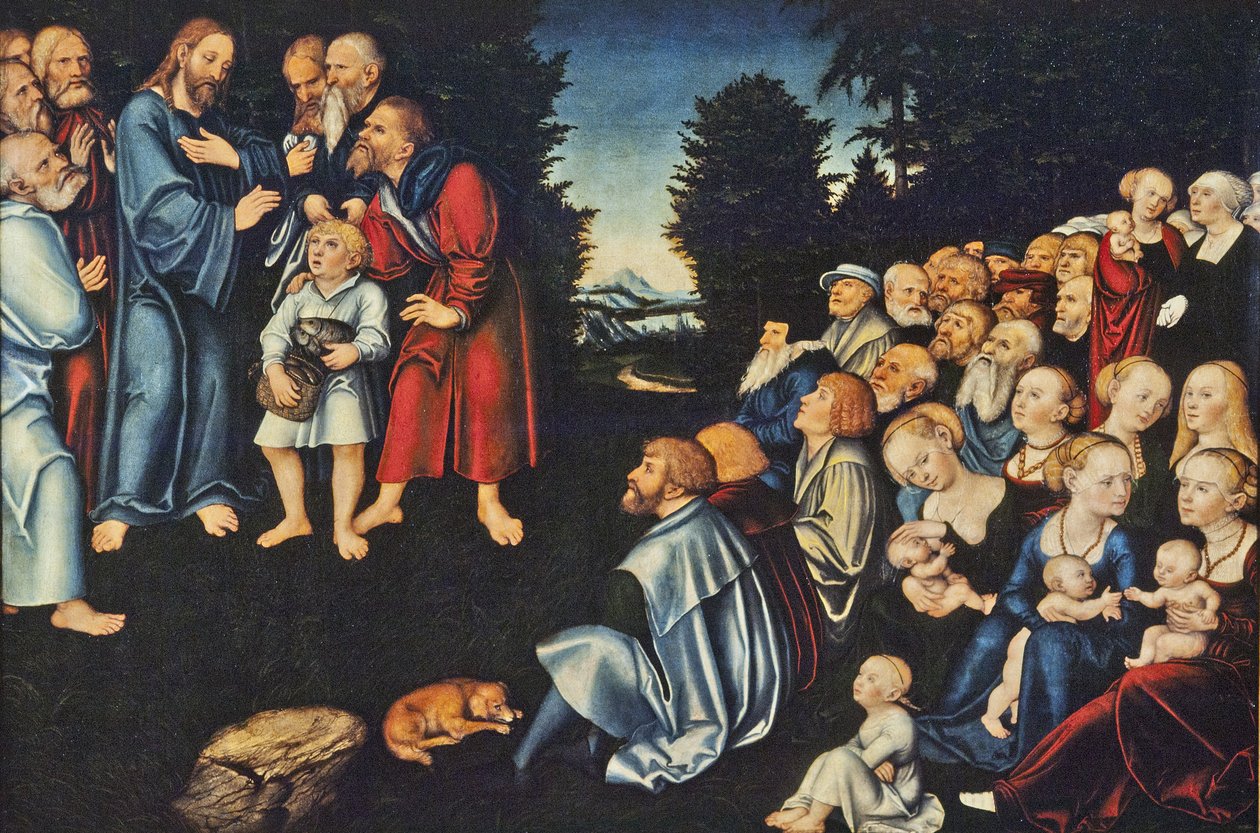 Miraklet med de fem brød og to fisk af Lucas Cranach the Elder