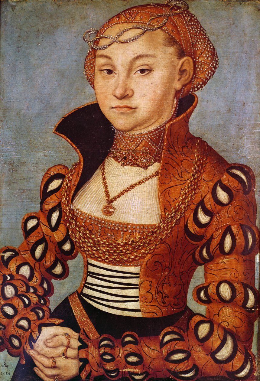 Portræt af en ædel saksisk kvinde, 1534 (olie på træ) af Lucas Cranach the Elder