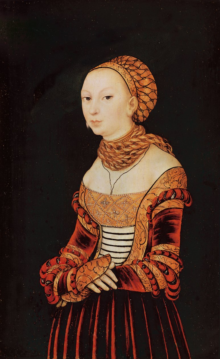 Portræt af en ung kvinde (olie på træ) af Lucas Cranach the Elder