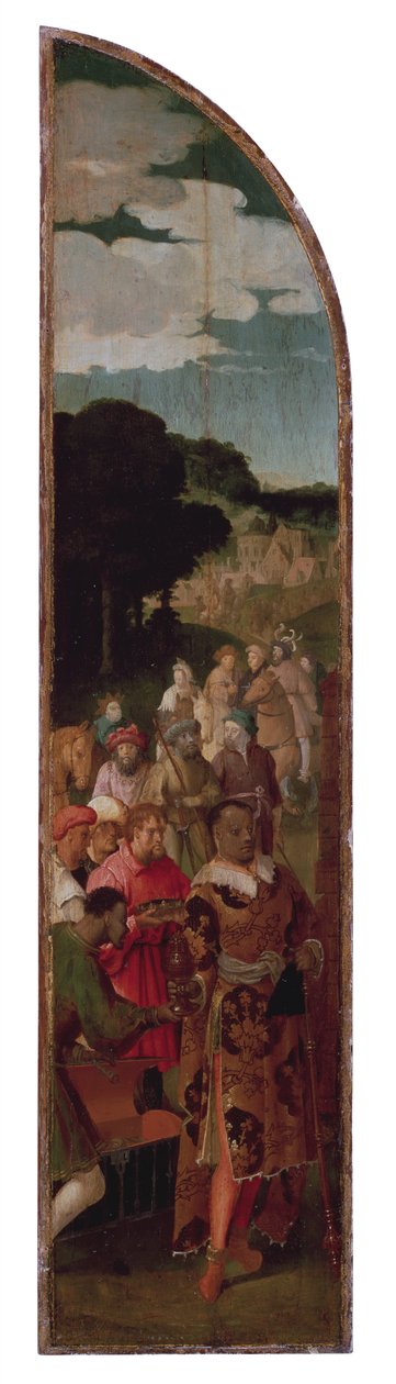 The Adoration of the Magi Triptykon (venstre panel) af Lucas van Leyden