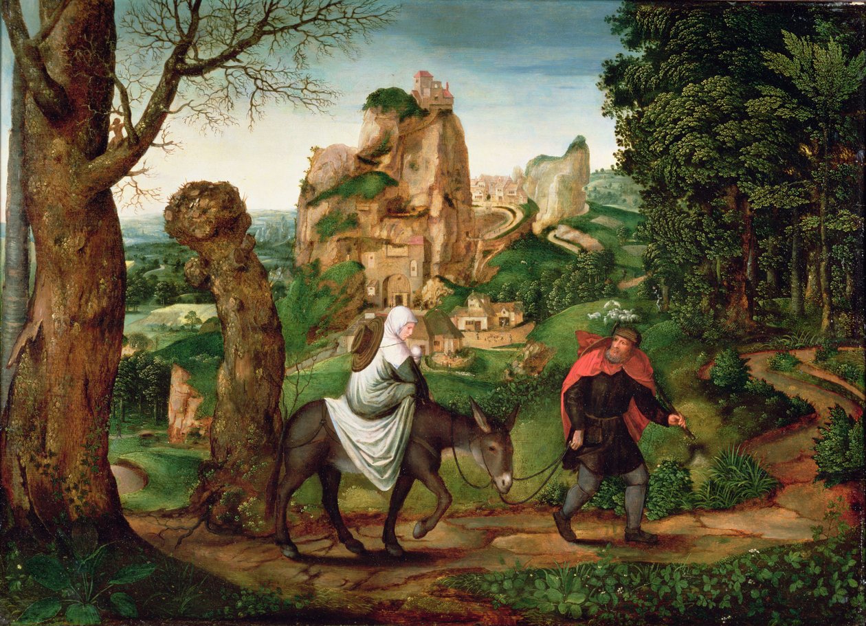 Flugten til Egypten af Lucas van c.1490 c.1570 Gassel