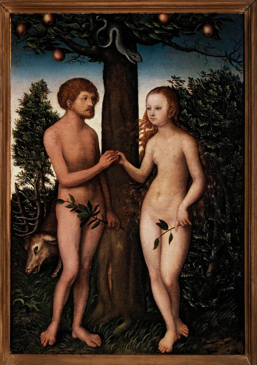 Adam og Eva. af Lucas Cranach the Elder