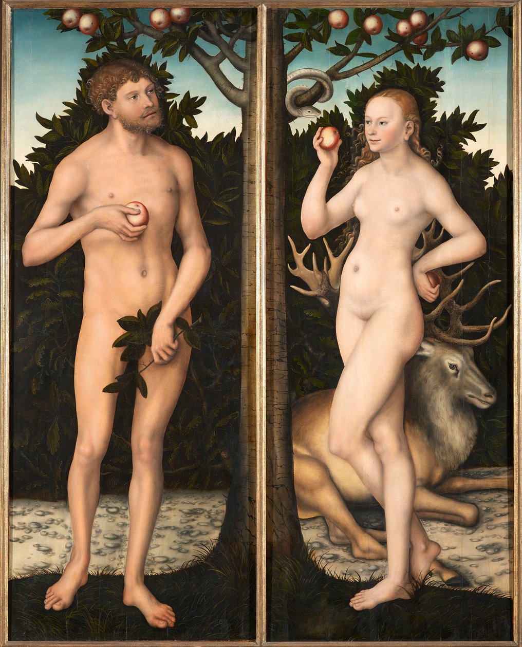 Adam og Eva. af Lucas Cranach the Elder