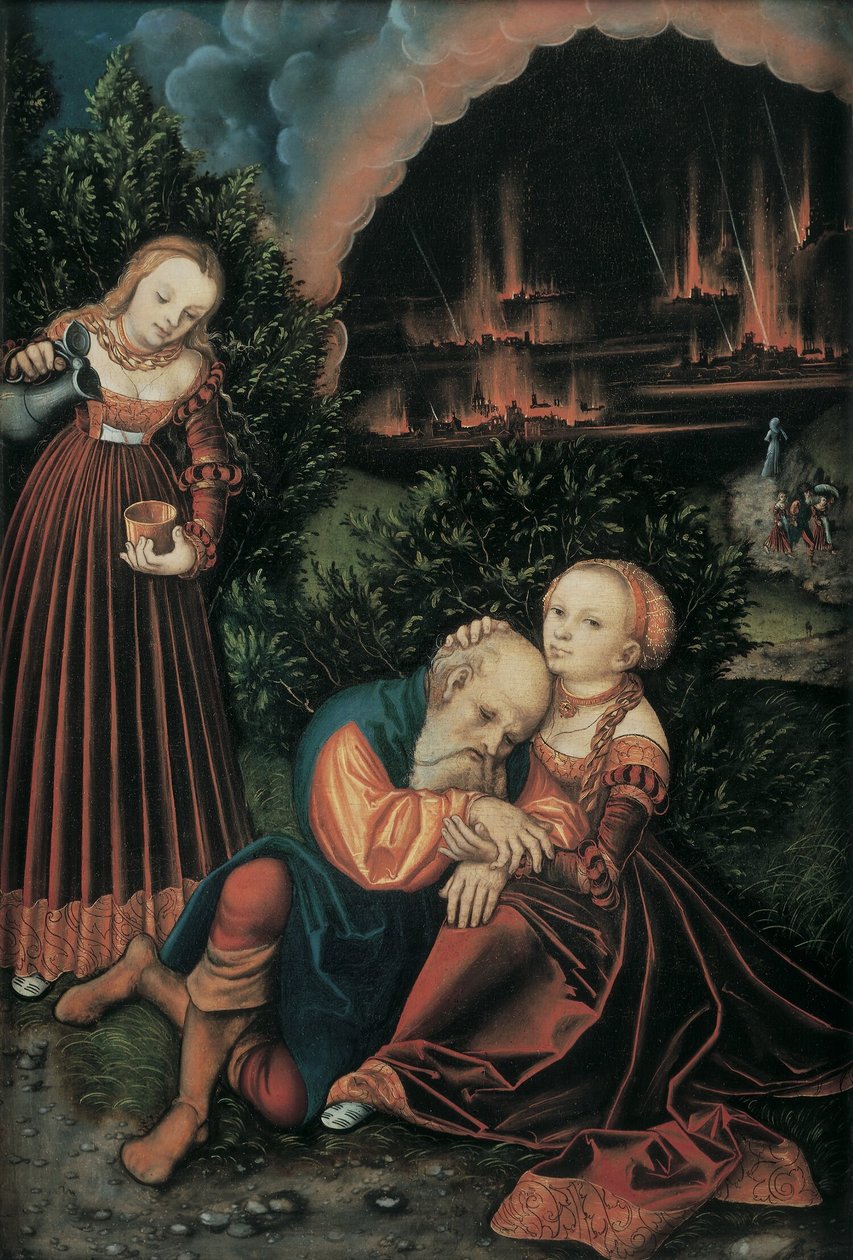Lot og hans døtre af Lucas Cranach the Elder